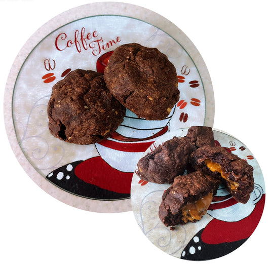 JUMBO CHOCOLATE HALZENUTS COOKIE FILLED WITH NUTELLA OR CARAMEL